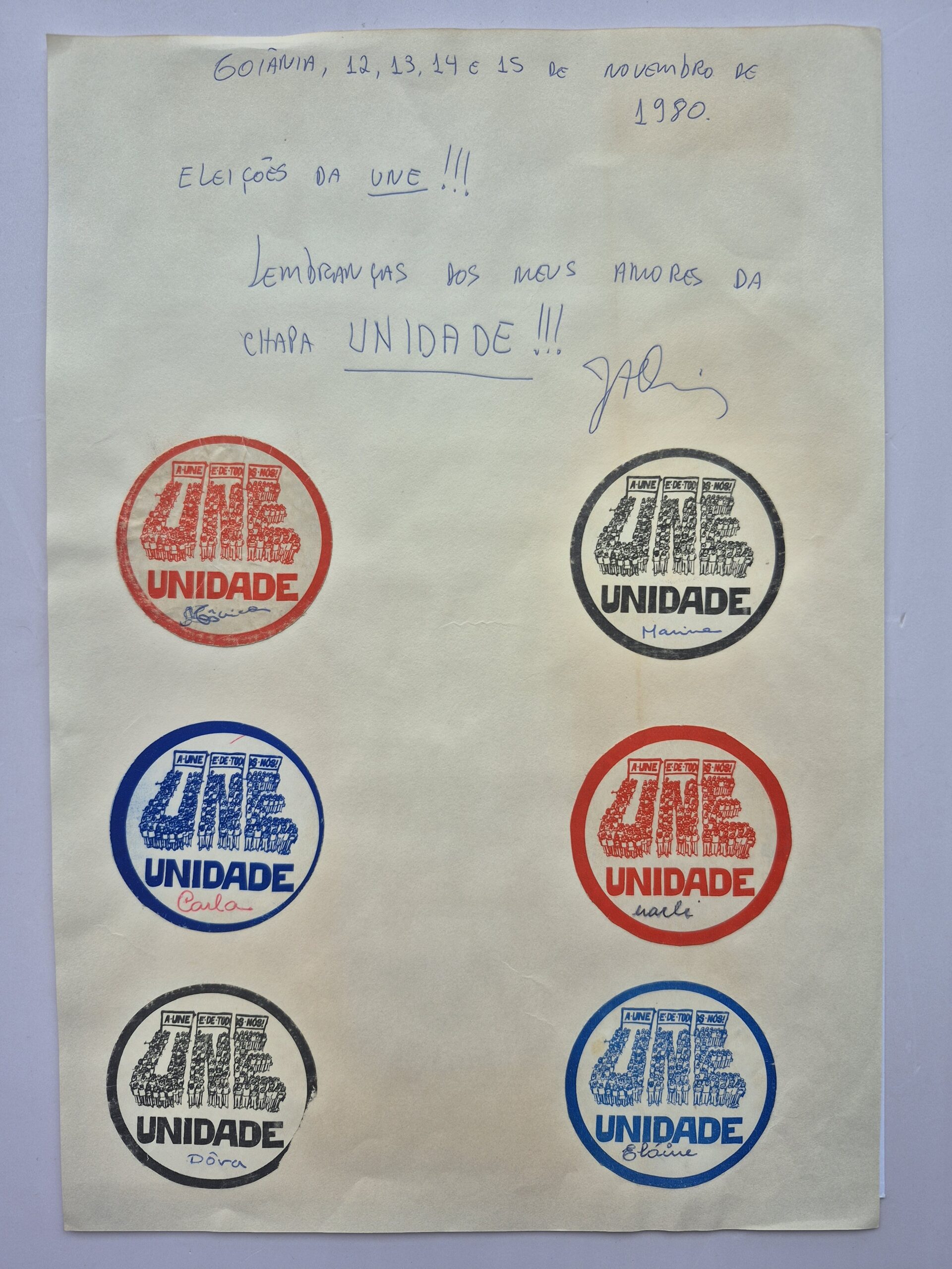 Adesivo Unidade - Eleições UNE Goiânia 1980