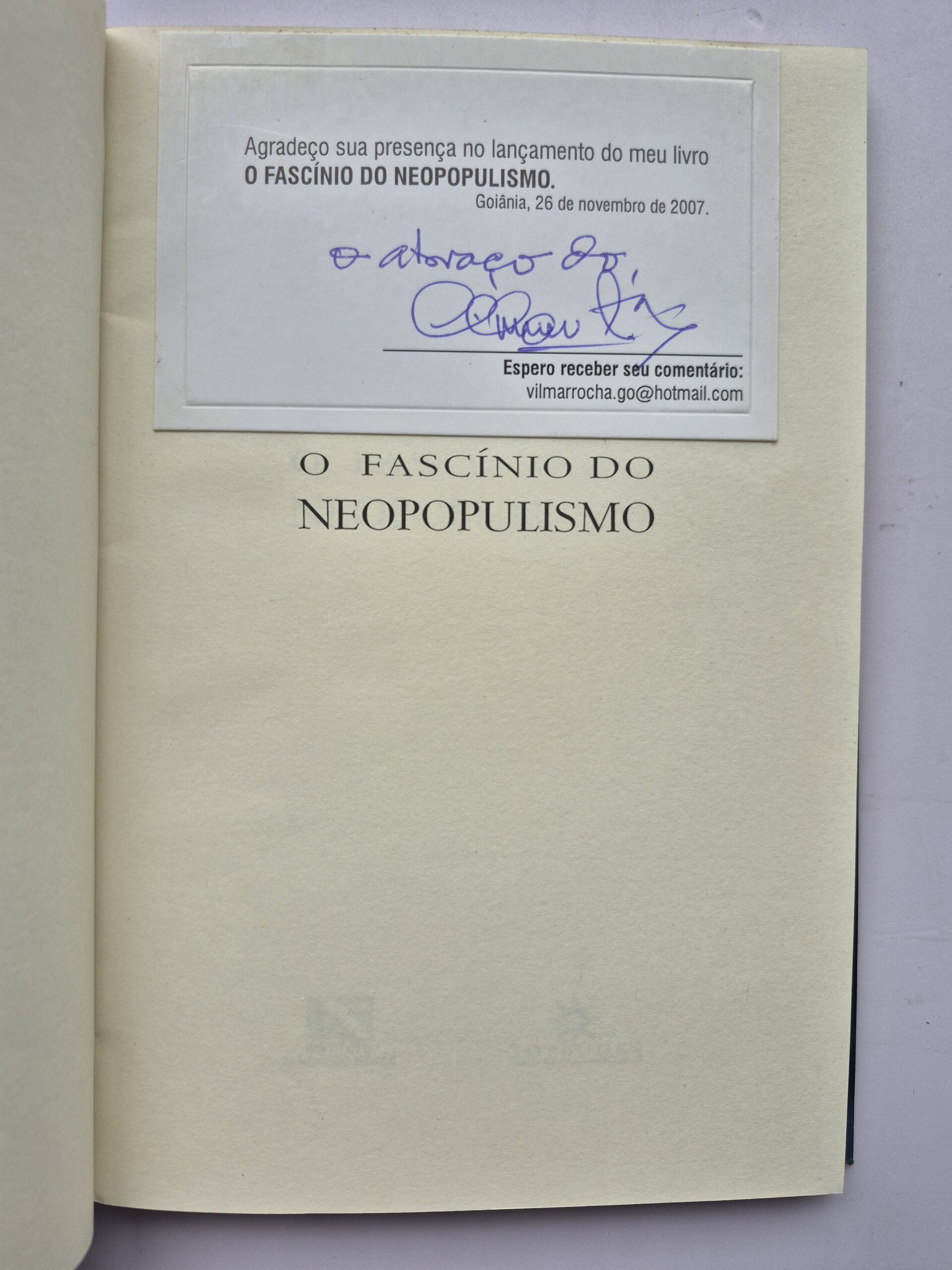Livro O Fascínio do Neopopulismo - Vilmar Rocha ⓛ - Imagem 2